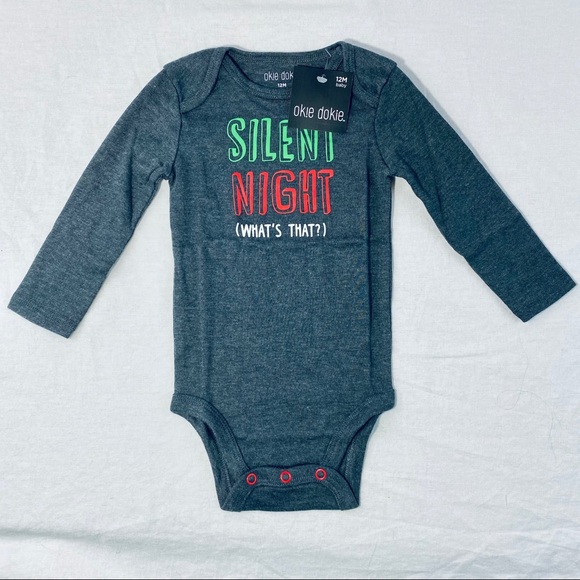 Okie Dokie Silent Night Christmas Baby Bodysuit Onesie - Picture 2 of 9